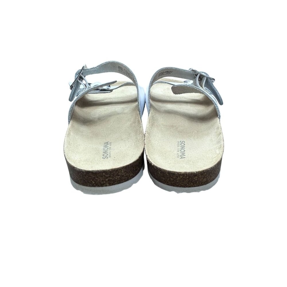White Sonoma Leather Double Buckle Sandals Size 9.5 - Picture 6 of 8